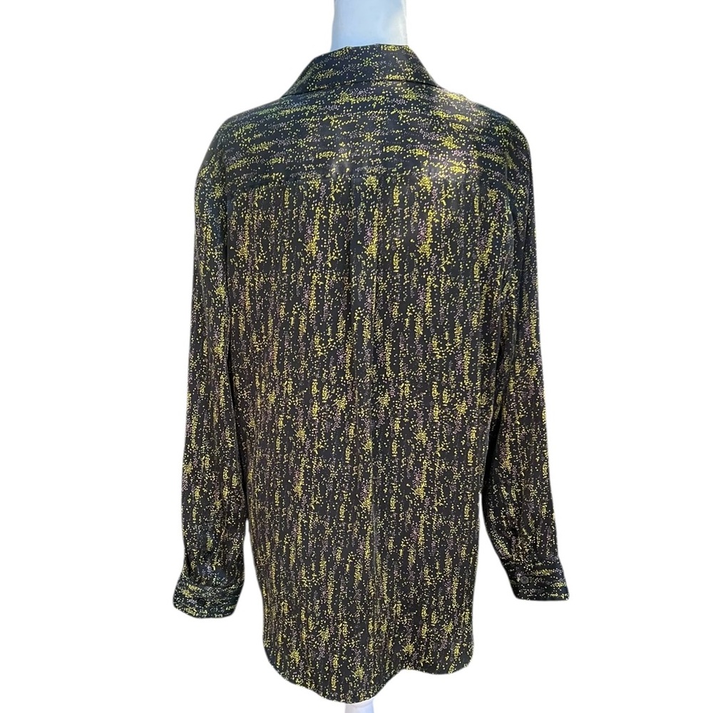 Equipment Black And Yellow Patterned Button Down … - image 2